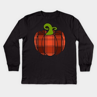 Red Plaid Pumpkin Kids Long Sleeve T-Shirt